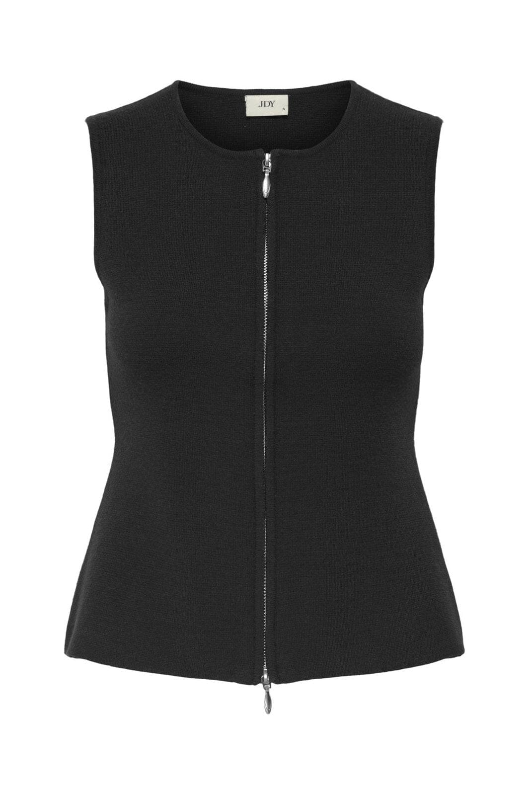 JDY - Jdyriley S/L O-Neck Two Way Zip Vest Knt - 4907209 Black