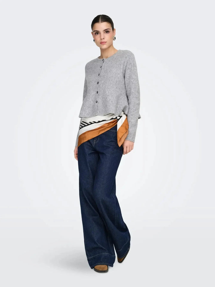 JDY - Jdyrosemary Life L/S On Cardigan Knt - 5053606 Light Grey Melange Cardigans 