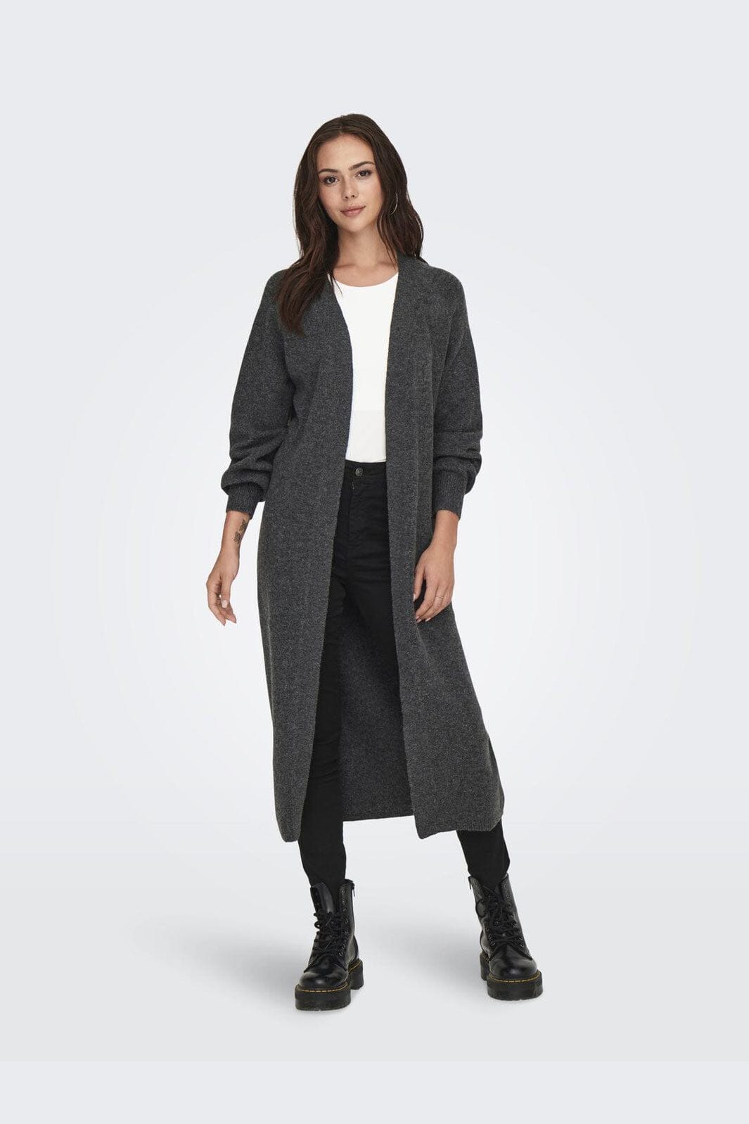 JDY - Jdyrue Life L/S Long Cardigan Knt - 4376966 Dark Grey Melange