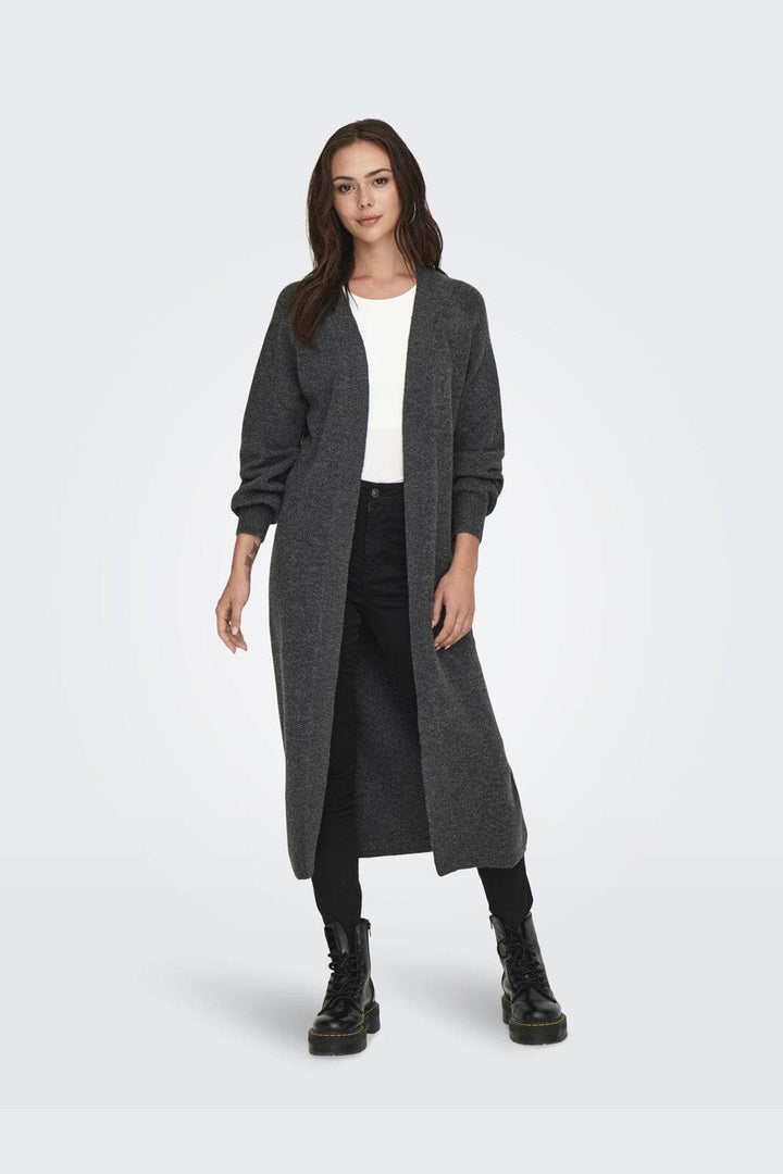 JDY - Jdyrue Life L/S Long Cardigan Knt - 4376966 Dark Grey Melange