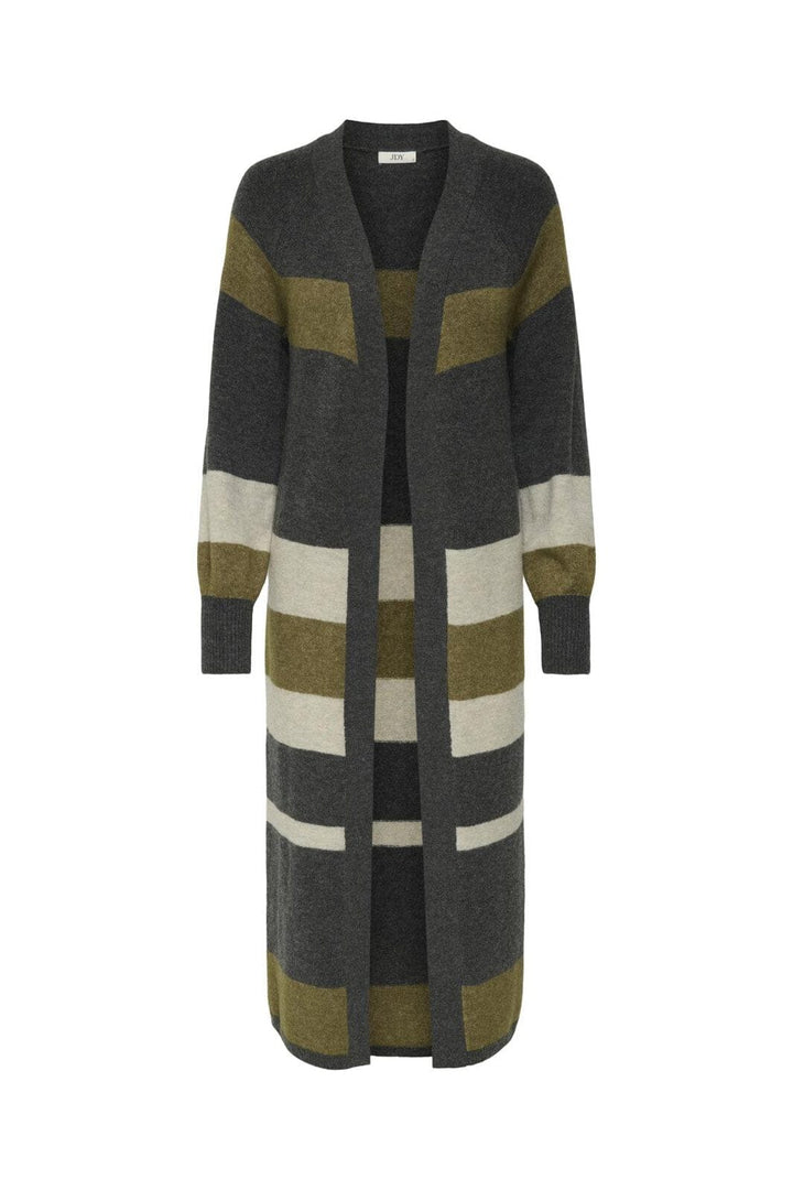 JDY - Jdyrue Life L/S Long Cardigan Knt - 4838634 Dark Grey Melange Kangaroo/Chateau Gray