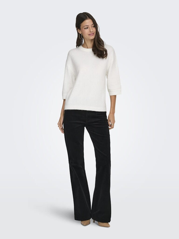 JDY - Jdysonja S/S O-Neck Pullover Knt - 4960456 Cloud Dancer Melange Strikbluser 