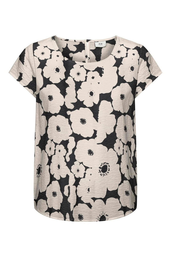 JDY - Jdytroya Life S/S Top Dia - 5085474 Black 24-03-26 W. Tapioca Big Flower