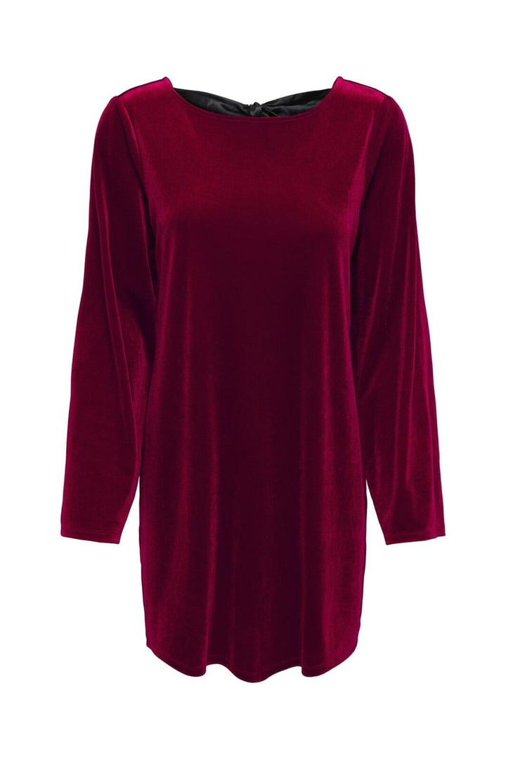 JDY - Jdyvictory L/S Velvet Bow Dress - 4932735 Winetasting Bow