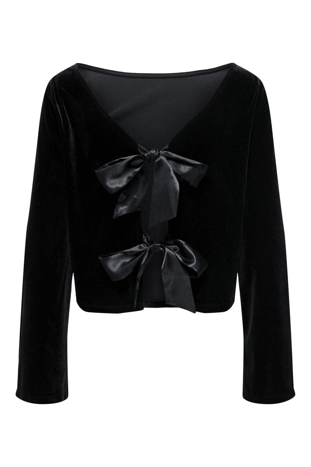JDY - Jdyvictory L/S Velvet Bow Top - 4932740 Black Bow