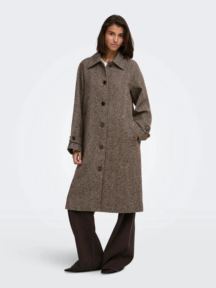 JDY - Jdyvinga Herringbone Long Coat Yfm - 5044304 Chocolate Torte Herringbone Frakker 