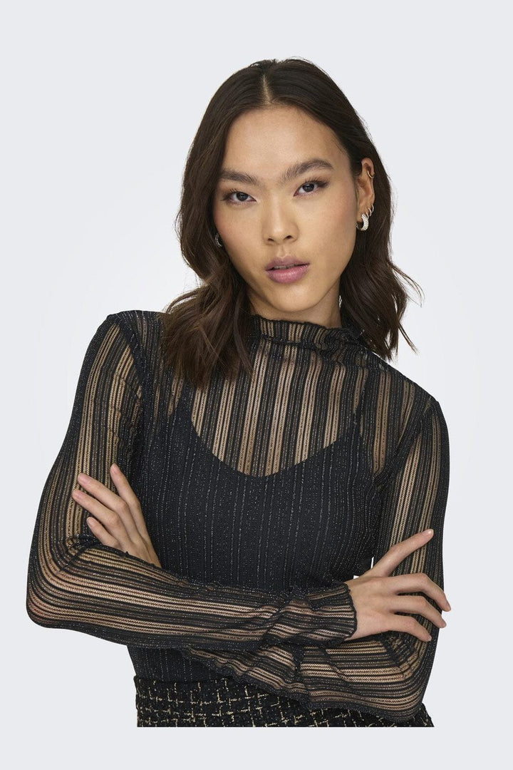 JDY - Jdyvivy L/S Lurex Top - 4356525 Black Black Lurex