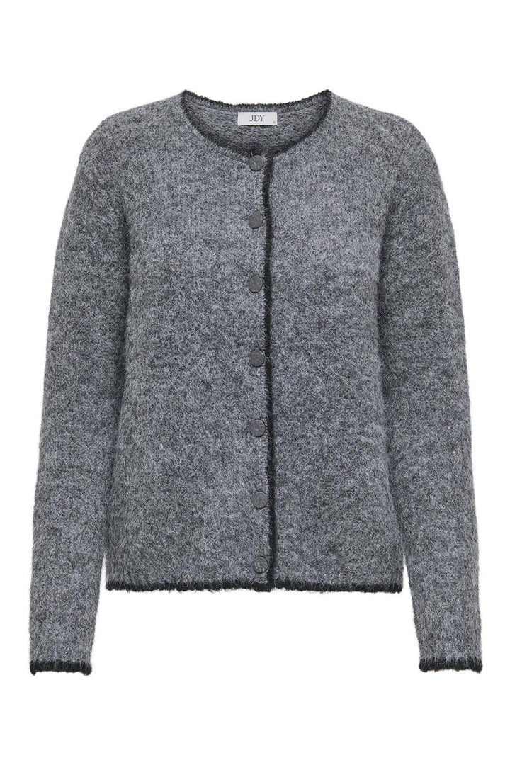 JDY - Jdyzoey Life L/S O-Neck Cardigan Knt - 4838099 Dark Grey Melange W. Black Binder