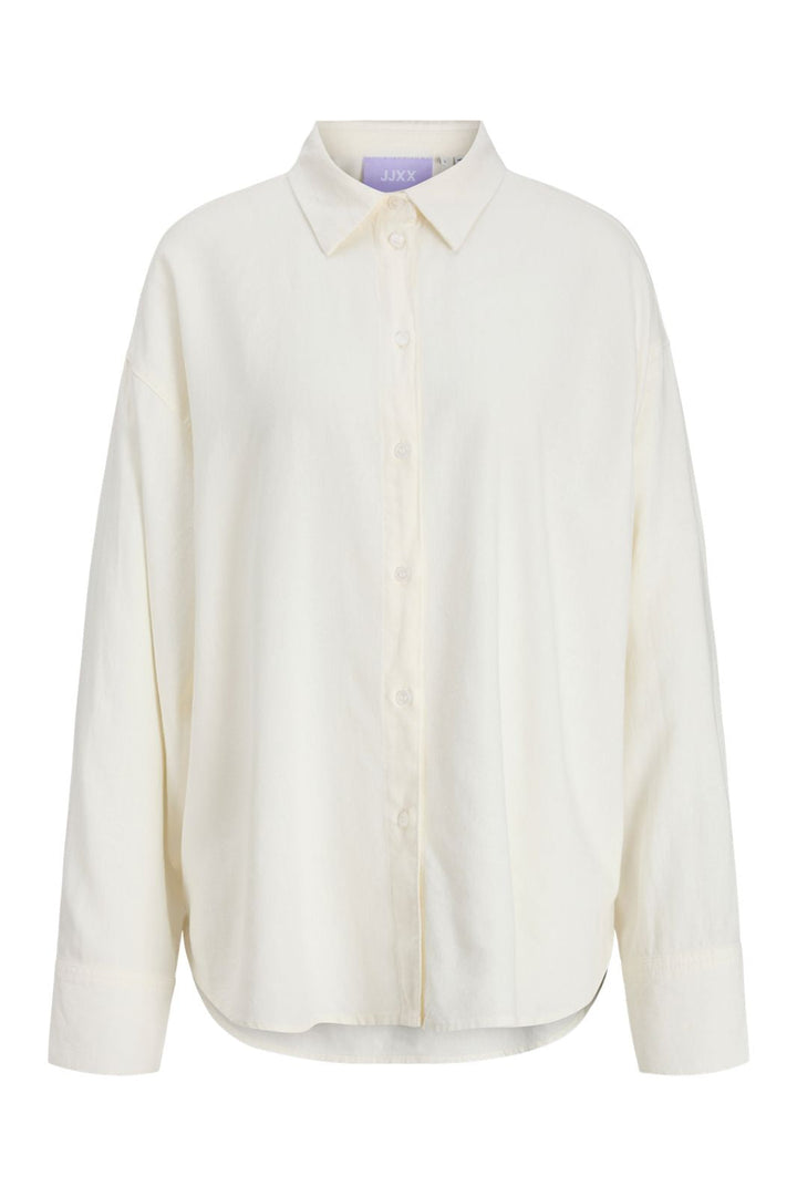 Jjxx - Jxalmira Linen Blend Ls Shirt Ln - 4906558 Blanc De Blanc