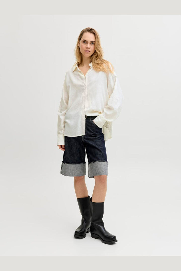 Jjxx - Jxalmira Linen Blend Ls Shirt Ln - 4906558 Blanc De Blanc