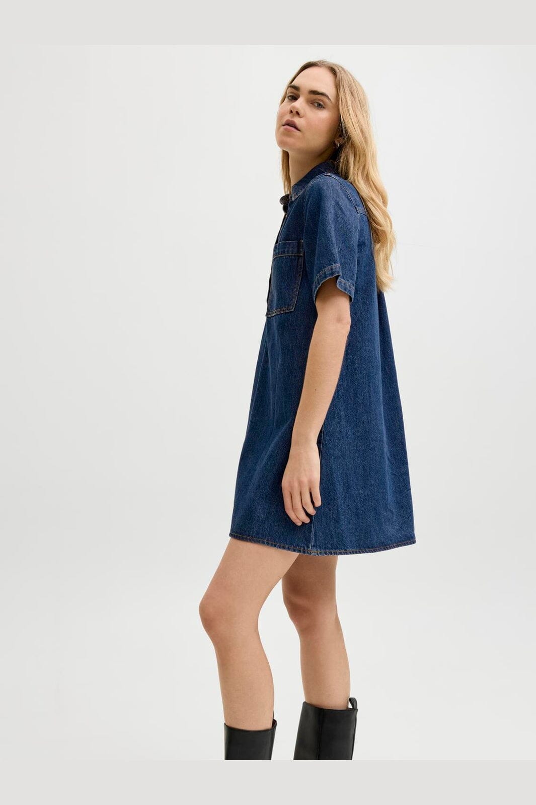 Jjxx - Jxamara Sille Ss Short Dress Sn - 4907321 Medium Blue Denim