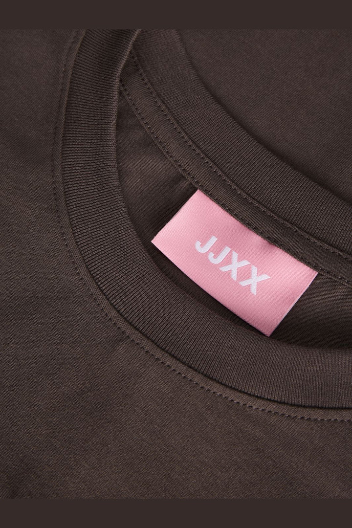 Jjxx - Jxandrea Loose Ss Logo Tee - 4943125 Seal Brown Black Logo Print