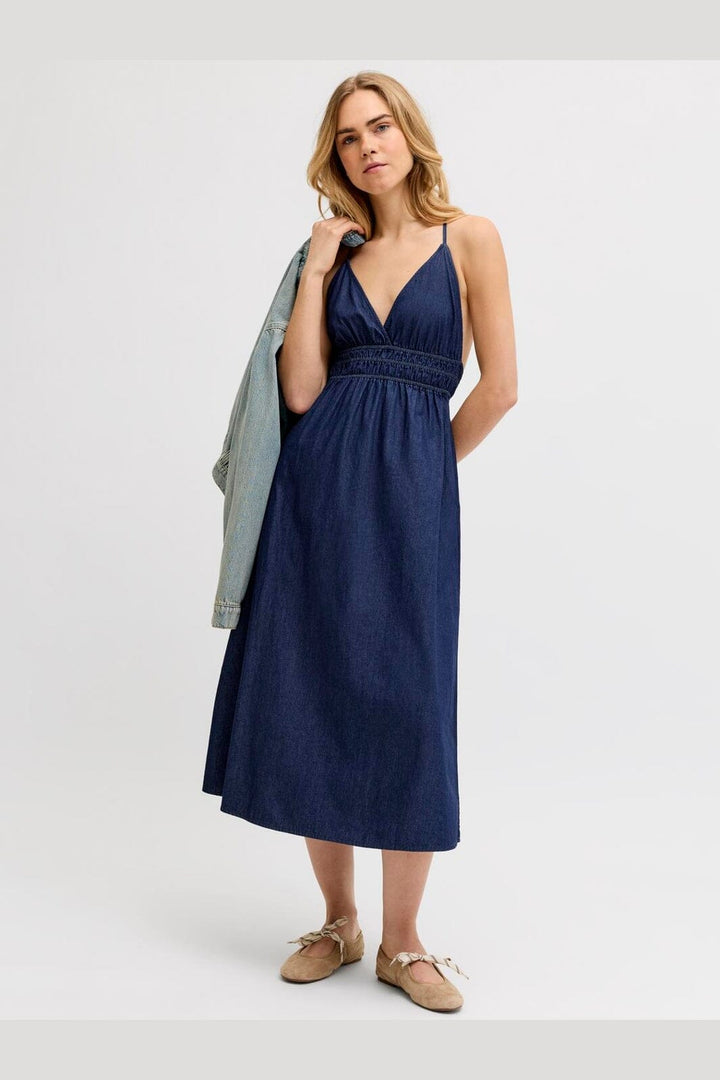Jjxx - Jxdebby Chambrey Sl Dress - 4954872 Dark Blue Denim
