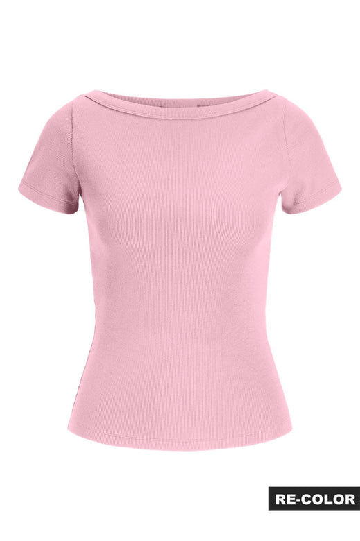Jjxx - Jxfifi Str Ss Boatneck Tee - 5267248 Parfait Pink