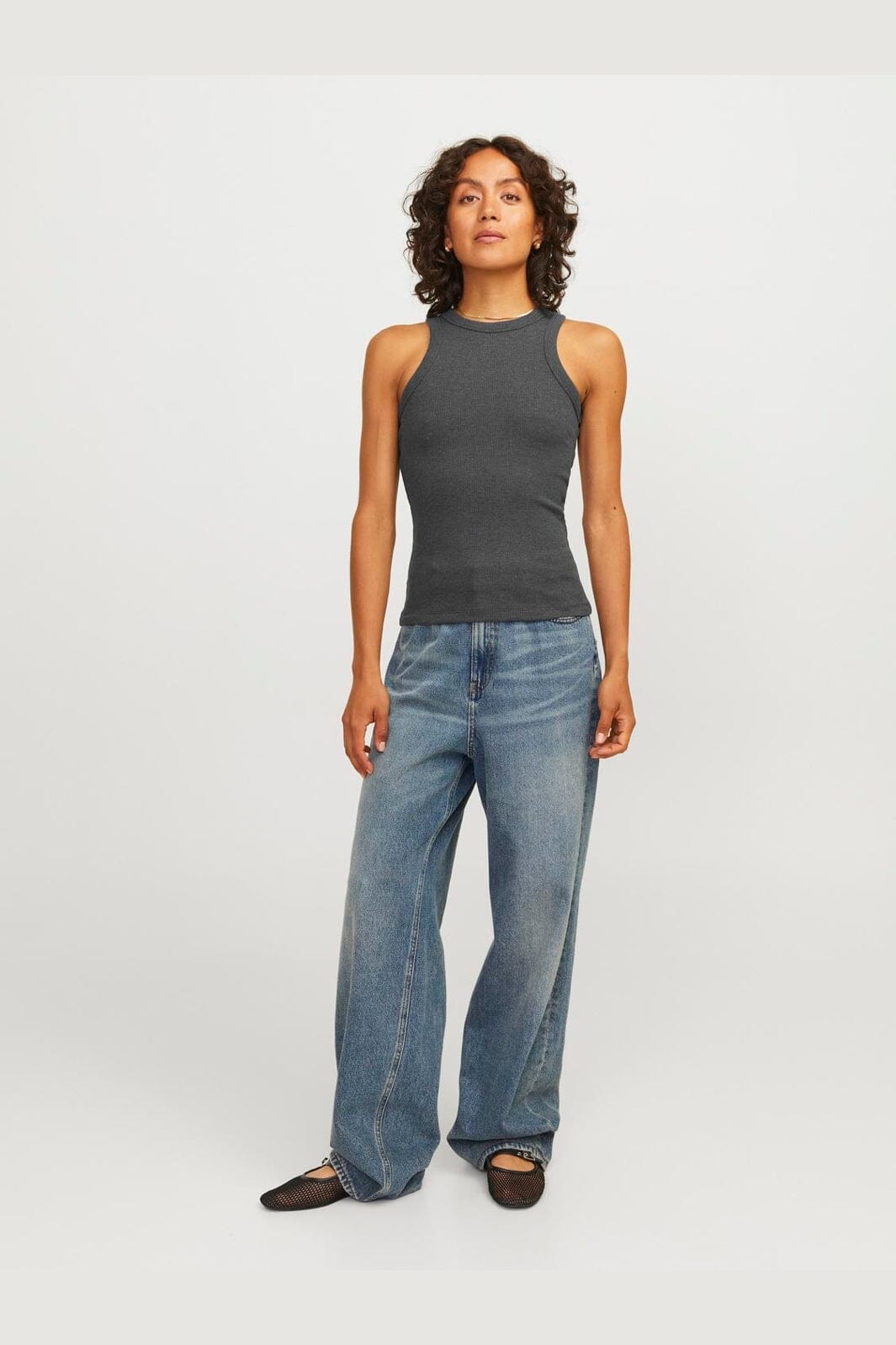 Jjxx - Jxforest Str Sl Rib Top - 4515882 Dark Grey Melange
