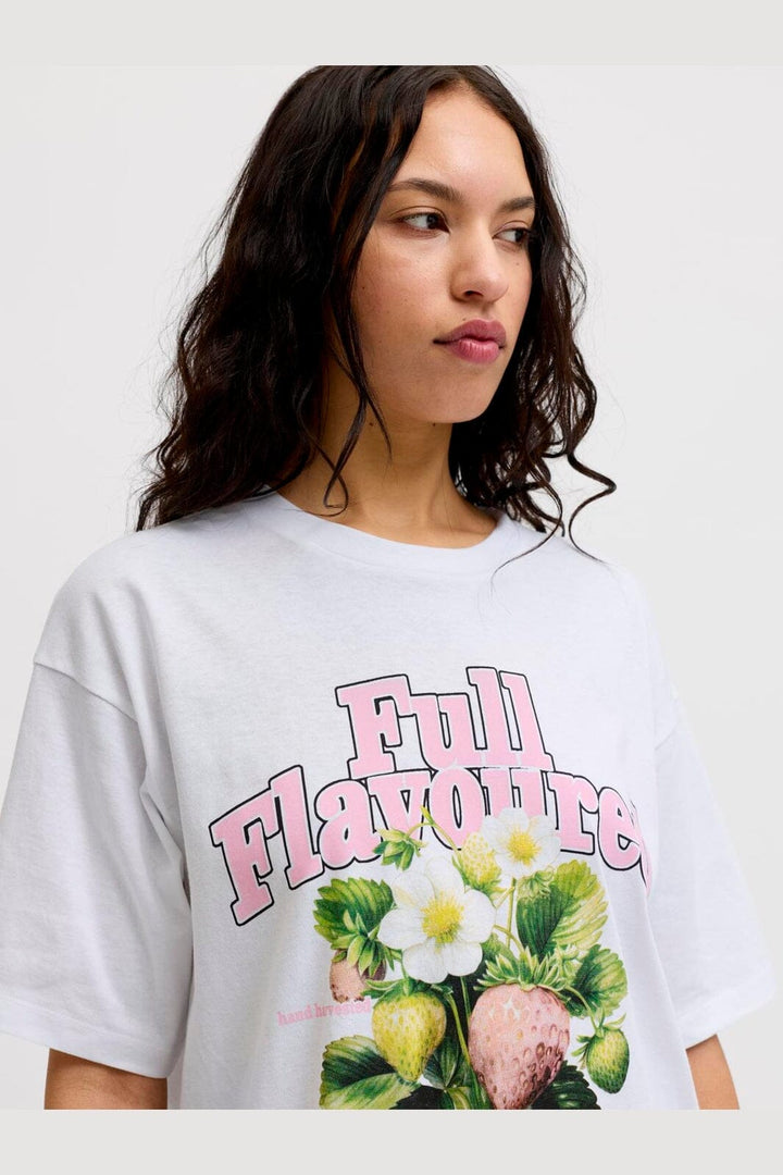 Jjxx - Jxmillow Loose Ss Tee Sp226 - 5008868 Bright White Strawberry