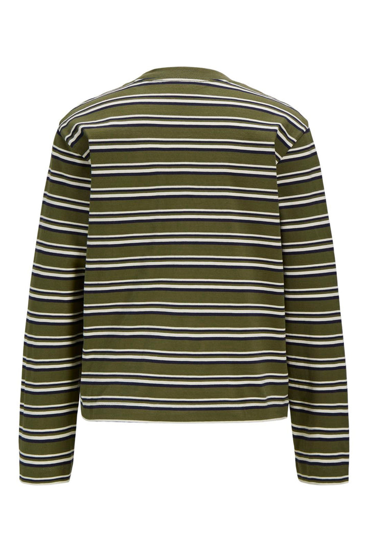 Jjxx - Jxsophia Boxy Ls Stripe Tee Sn - 5143912 Winter Moss Night Sky & Vanilla Ice