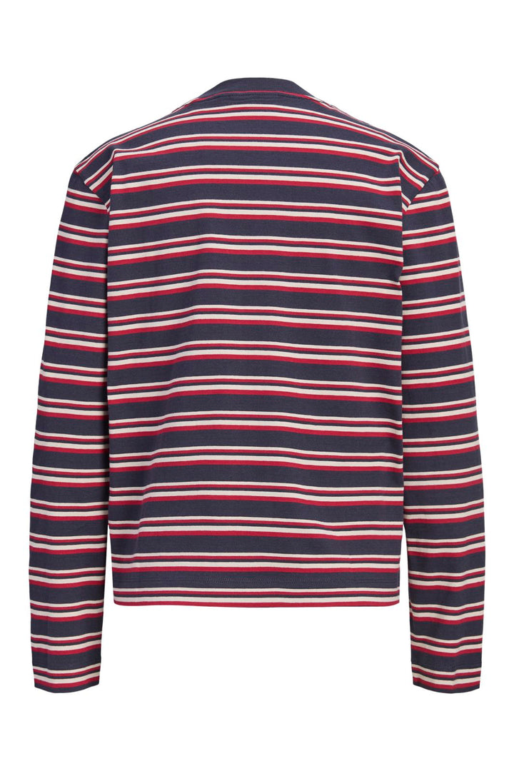 Jjxx - Jxsophia Boxy Ls Stripe Tee Sn - 5144244 Night Sky Rythmic Red & Feather