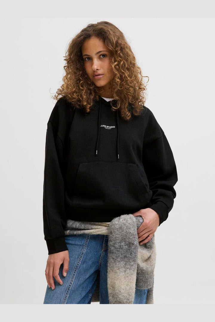 Jjxx - Jxstudio Vesterbro Ls Rlx Hood Swt - 4846035 Black Bright White Jjxx Studio
