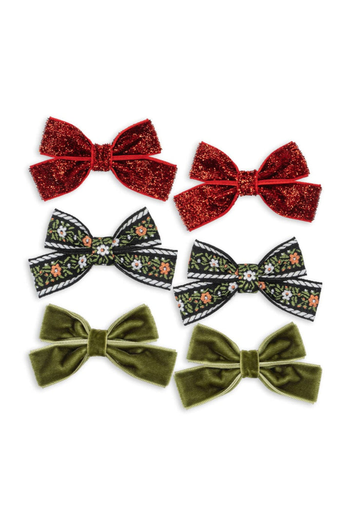 Konges Sløjd - 6 Pack Micki Bow Hair Clips Ks104188 - Red/green Hårspænder 