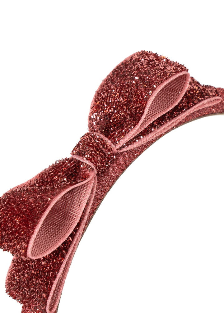 Konges Sløjd - Velvet Bow Hairbrace Ks106640 - Rose Glitter
