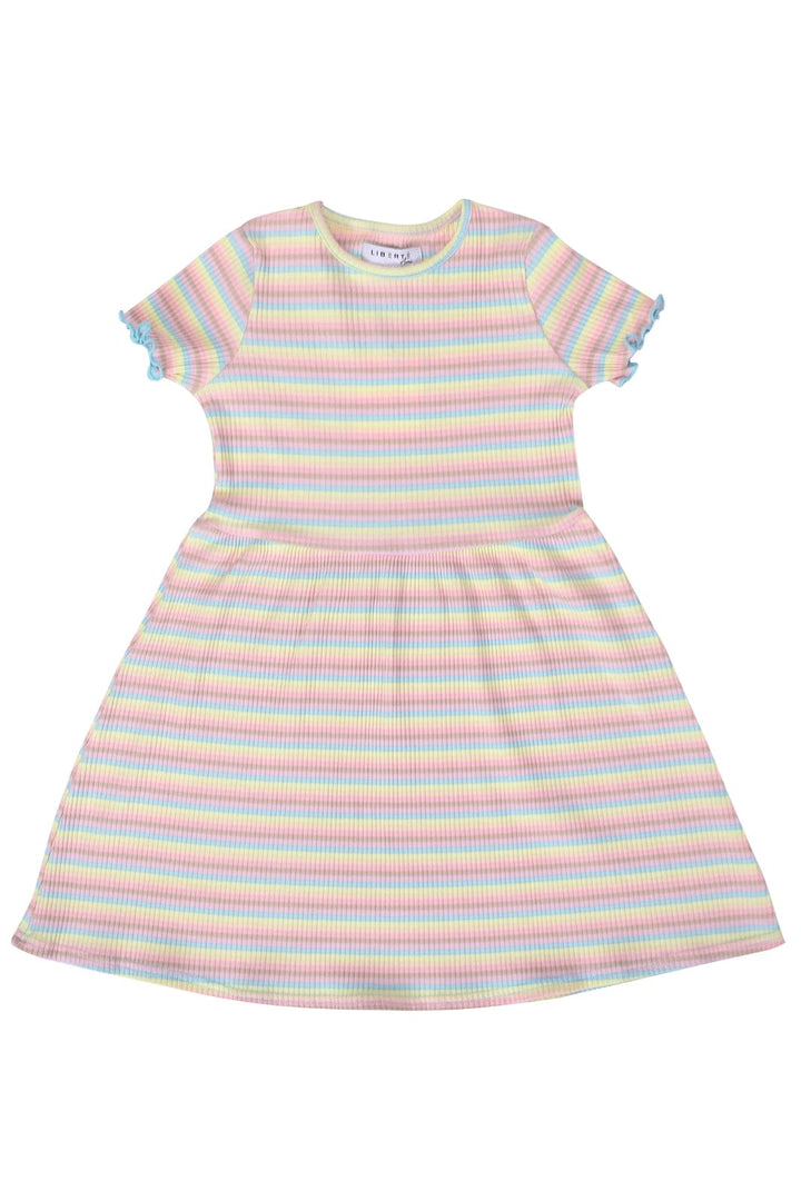 Liberte Ami - Natalia-Ss-Dress-Kids - Dusty Multicolor Stripe Kjoler 