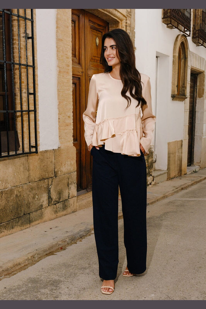 Liberte - Fie Ls Frill Blouse 22466 - Champagne