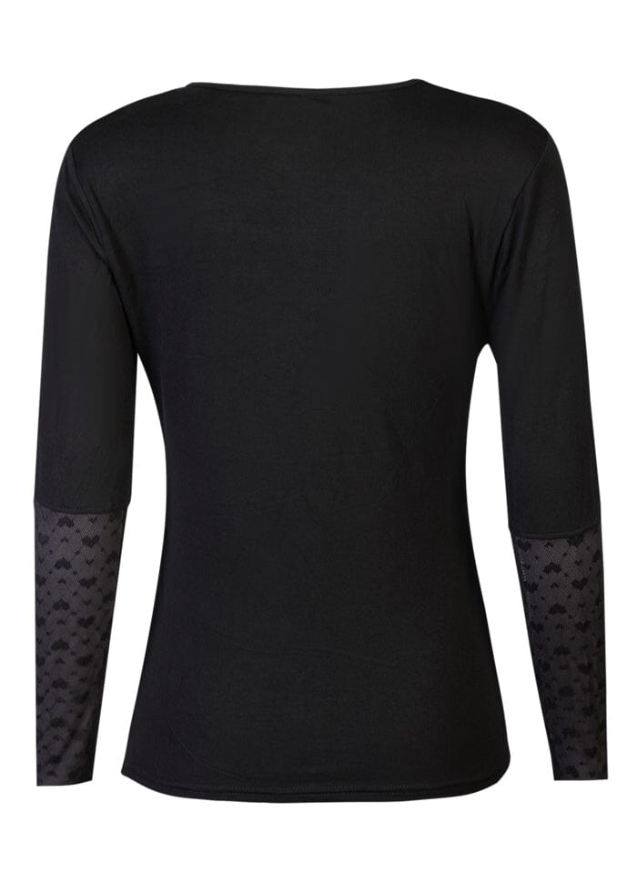 Liberte - Isa Ls Lace Sleeve Blouse 21348 - Black Small Big Hearts Bluser 