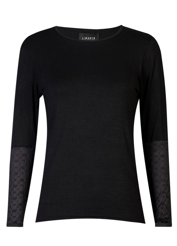 Liberte - Isa Ls Lace Sleeve Blouse 21348 - Black Small Big Hearts Bluser 