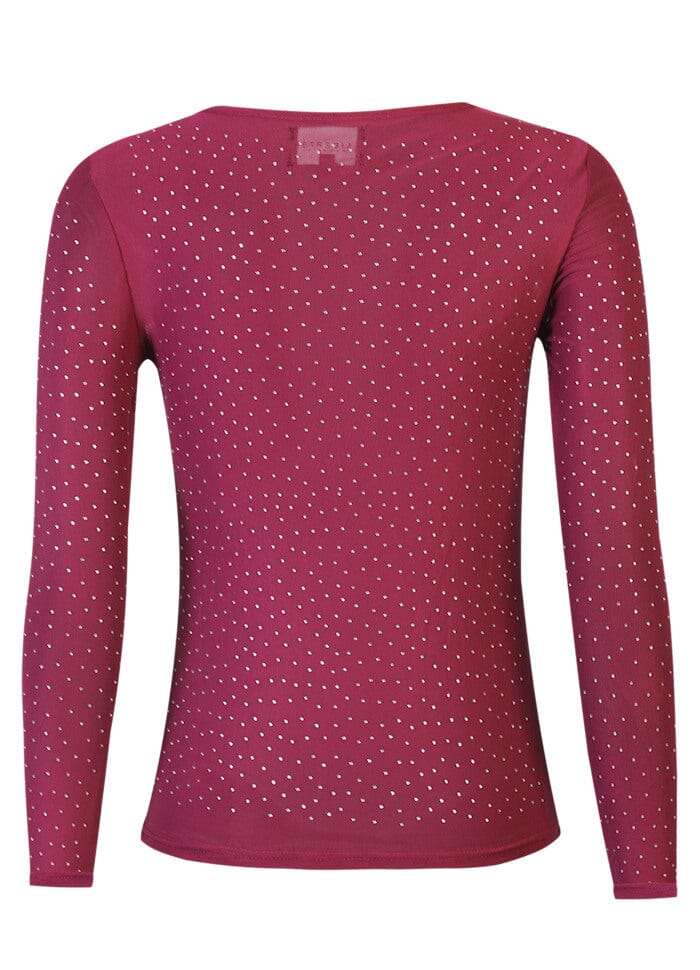 Liberte - Mesh Ls Sparkle Tshirt 22134 - Bordeaux Diamond Dot T-shirts 