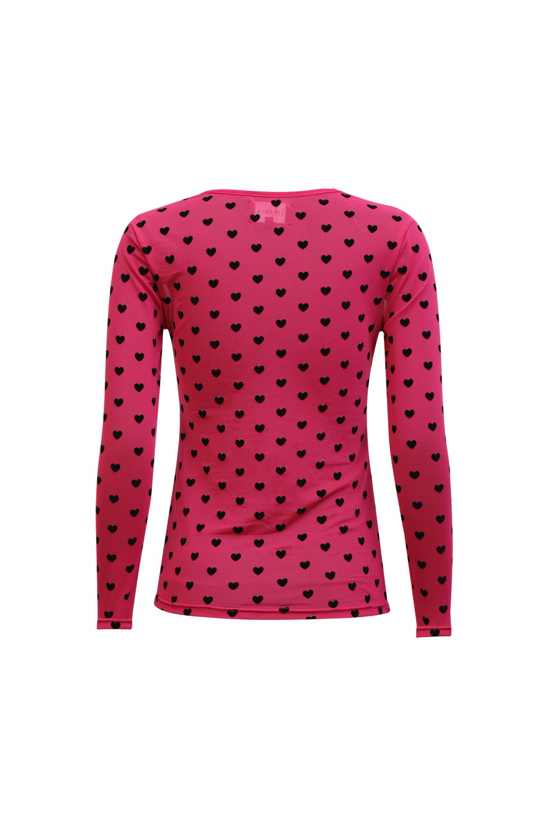 Liberte - Mesh Ls Tshirt 22065 - Dark Pink Black Flock Heart