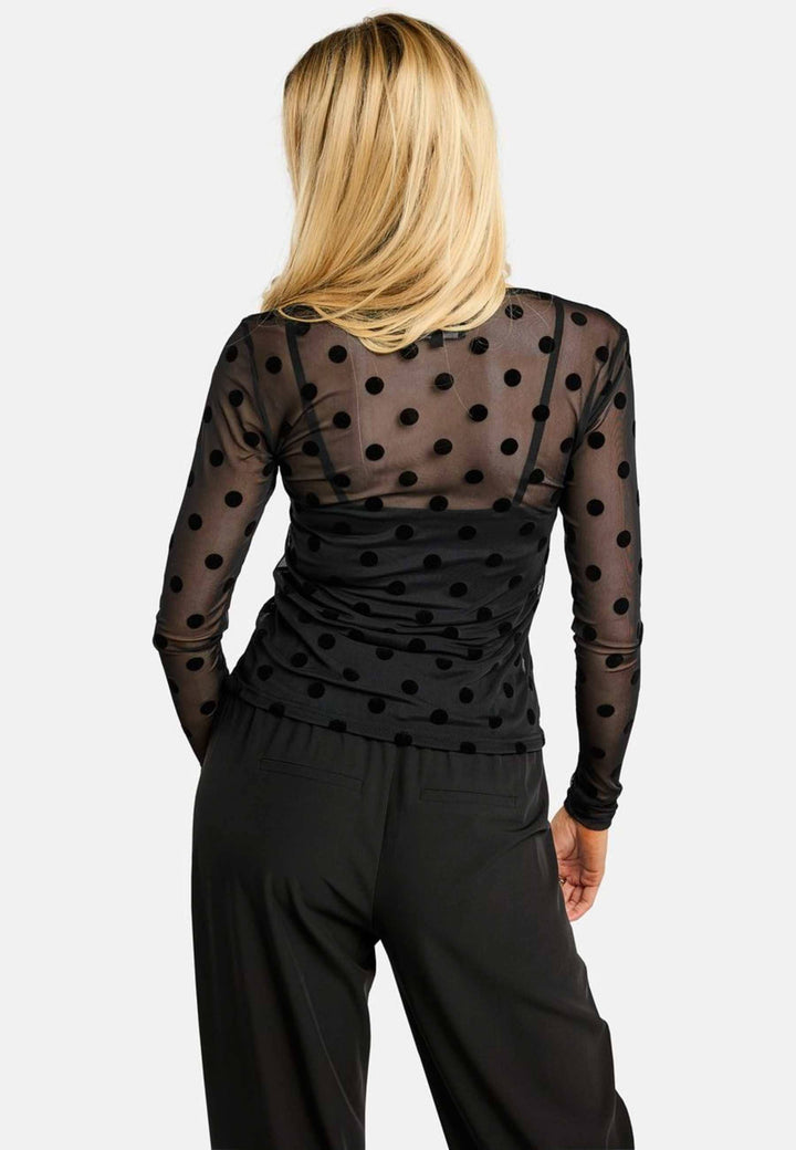 Liberte - Mesh Ls Tshirt, Flock 22081 - Black Big Dot T-shirts 