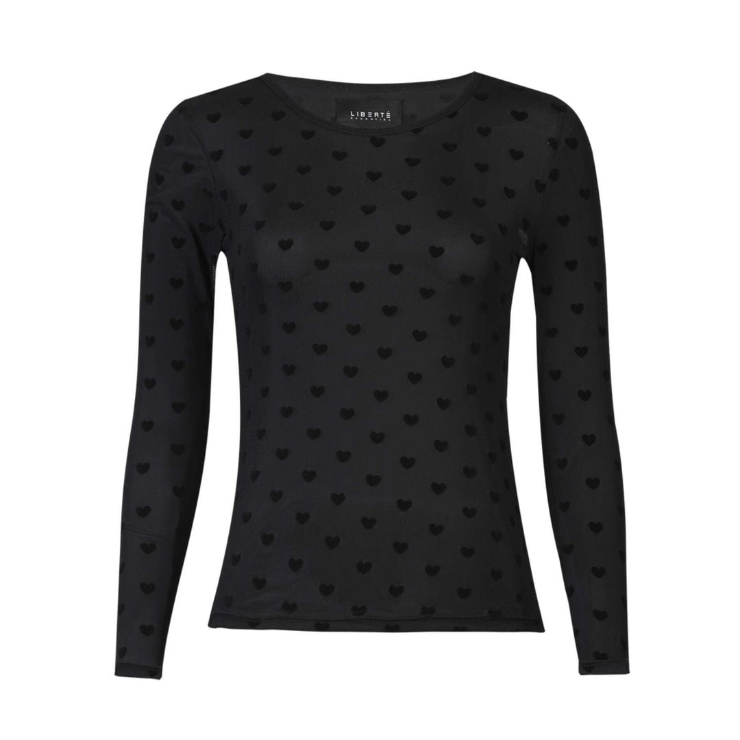 Liberte - Mesh Ls Tshirt, Flock 22081 - Black Medium Heart T-shirts 