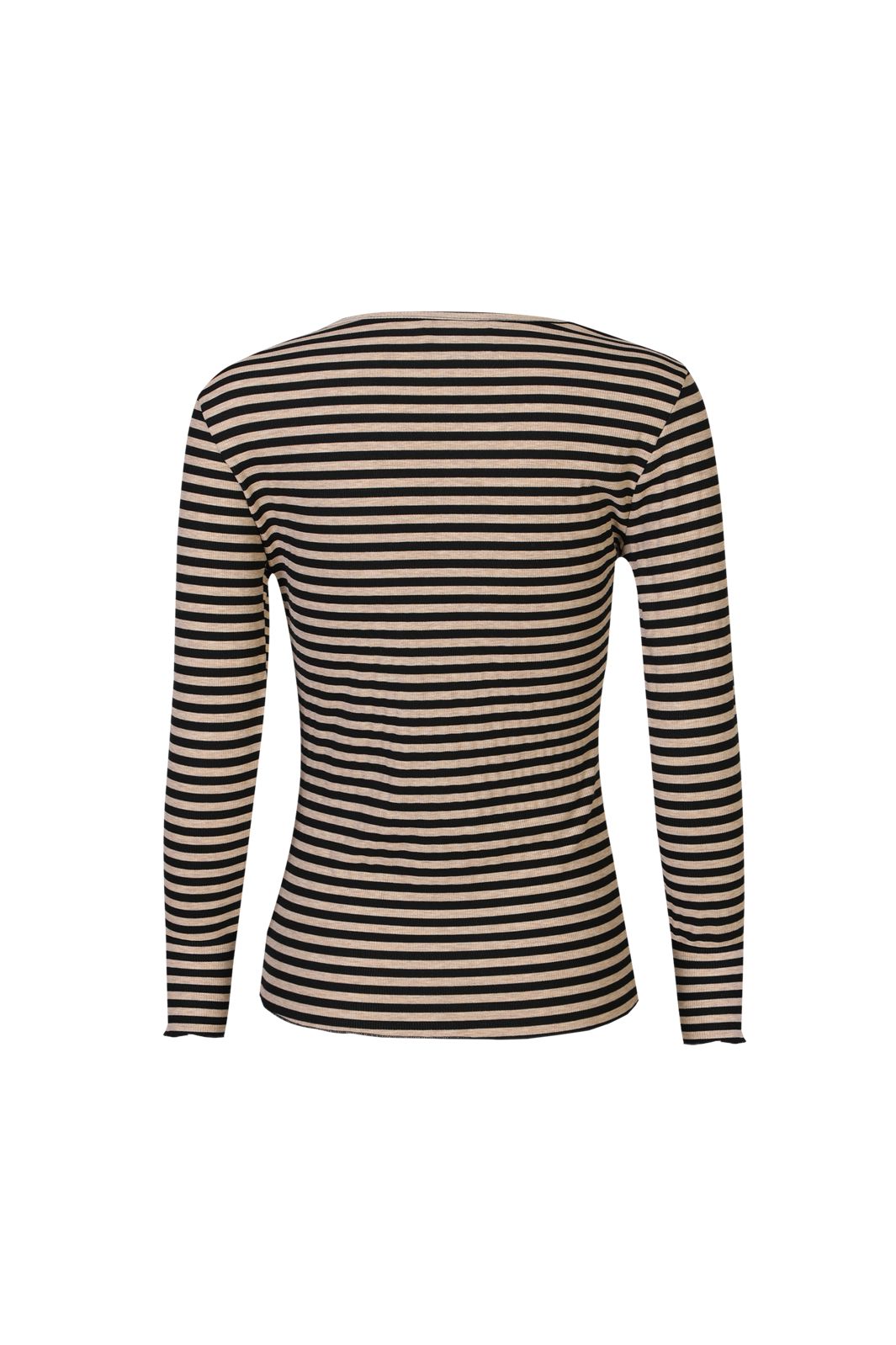 Liberte - Natalia Ls Round Neck Blouse 9914 - Black Sand Stripe