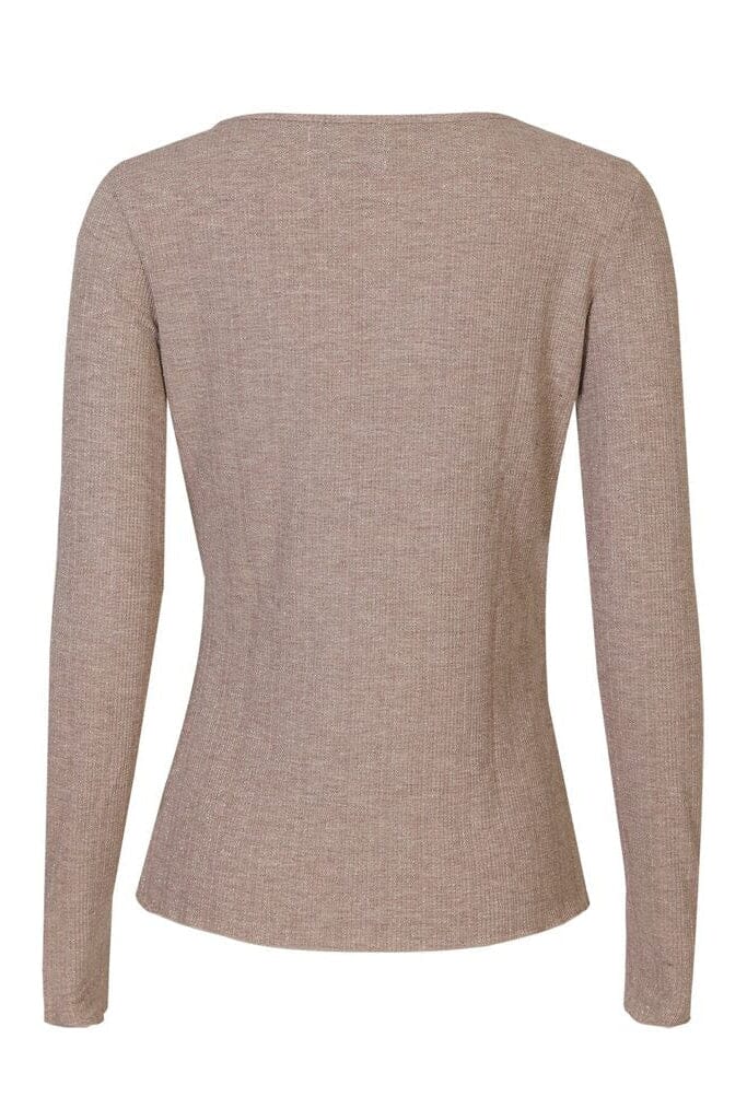 Liberte - Natalia Ls Round Neck Blouse 9914 - Golden Lurex Bluser 