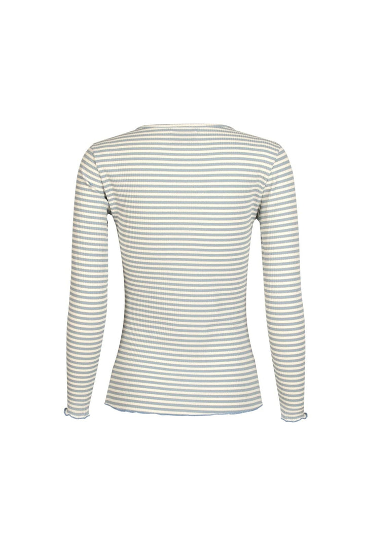 Liberte - Natalia Ls Round Neck Blouse 9914 - L. Blue Creme Gold Stripe