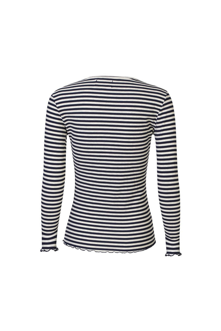 Liberte - Natalia Ls Round Neck Blouse 9914 - Navy Grey Mel. Stripe