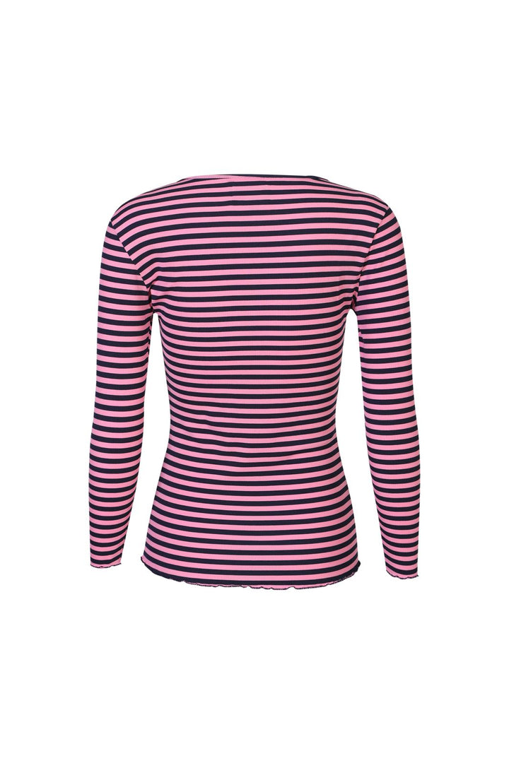 Liberte - Natalia Ls Round Neck Blouse 9914 - Navy Pink Stripe