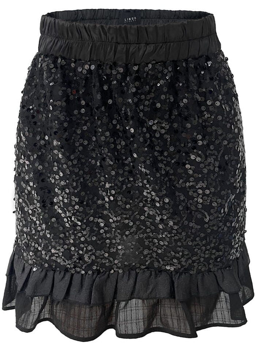 Liberte - Nor Frill Skirt 22268 - Black Sequins Nederdele 