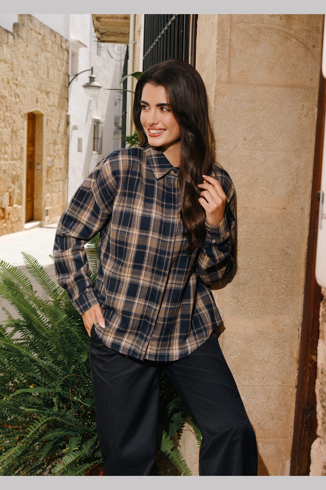 Liberte - Siri Ls Shirt 22471 - Navy Creme Check