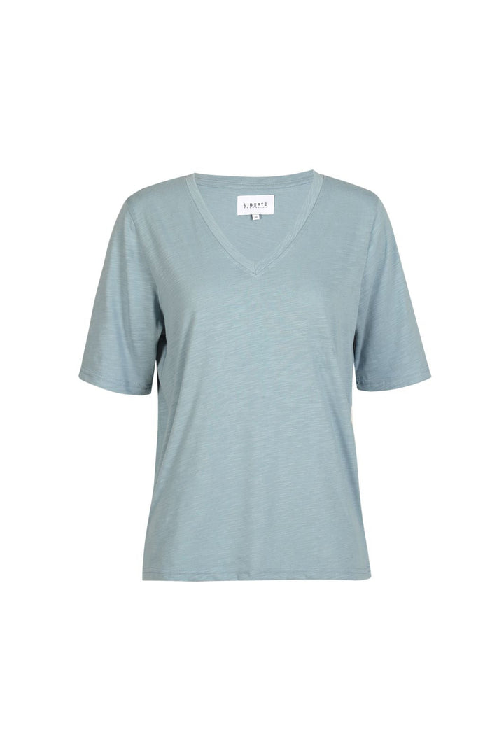 Liberte - Ulla Ss Vneck Tshirt 21675 - Dusty Light Blue