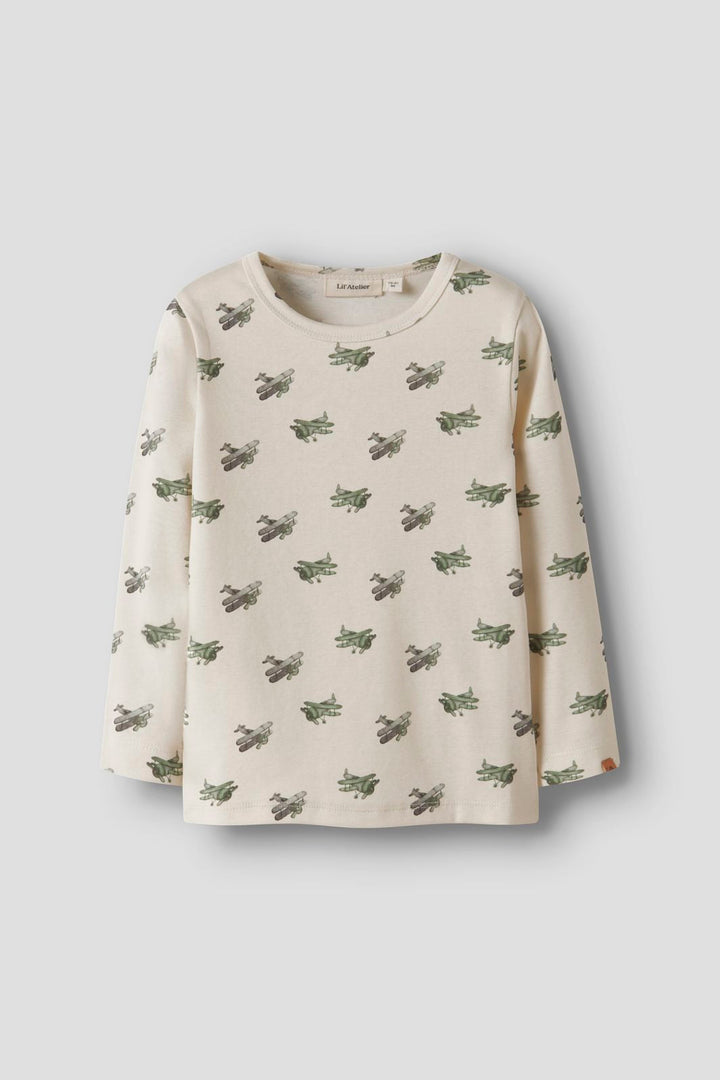 Lil' Atelier - Nmmlayo Geu Ls Slim Top Lil - 4967053 Coconut Milk Airplane