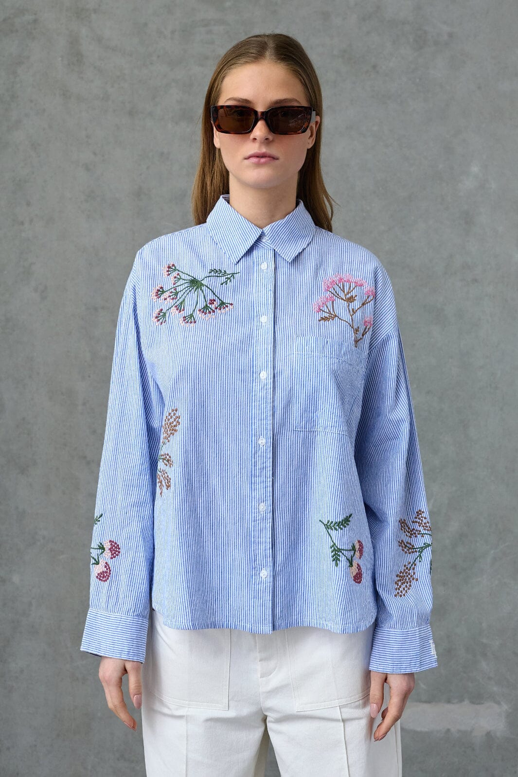 Love & Divine - Love1555 19673 - 402 - Blue Stripe/Flower Skjorter 