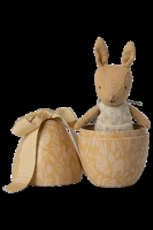 Maileg - Påskeæg Med Mikro Kanin, Small - Lys Gul 18-6201-01 Legetøj 