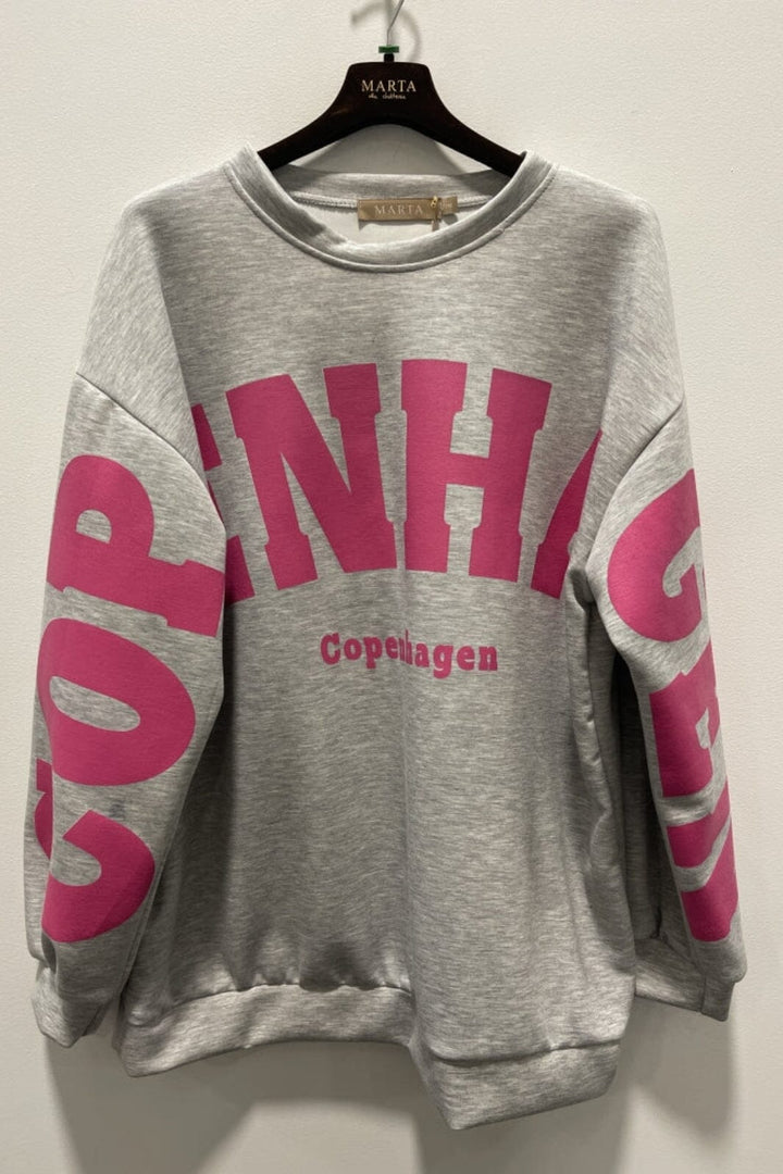 Marta Du Chateau - Mdchibiscus Sweatshirt 22659 - Grey/Pink Sweatshirts 