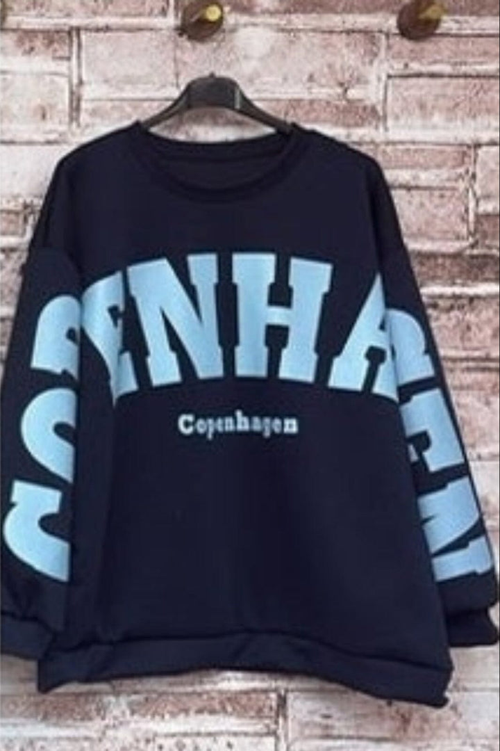 Marta Du Chateau - Mdchibiscus Sweatshirt 22659 - Navy/Sky