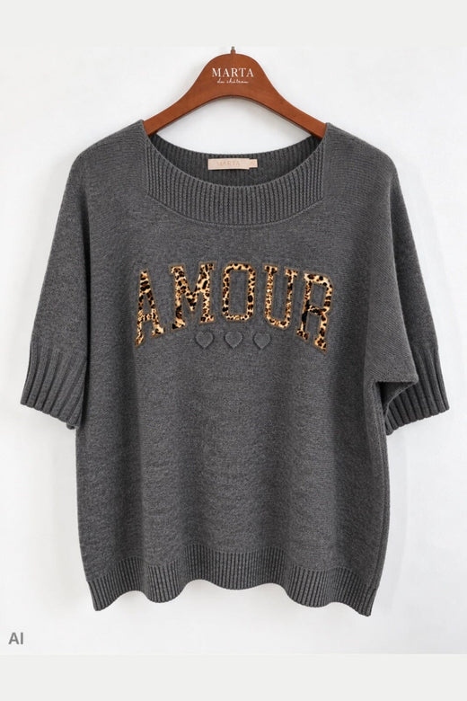 Marta Du Chateau - Mdcmiretta Knit 95111 - Greymelange817/Leo