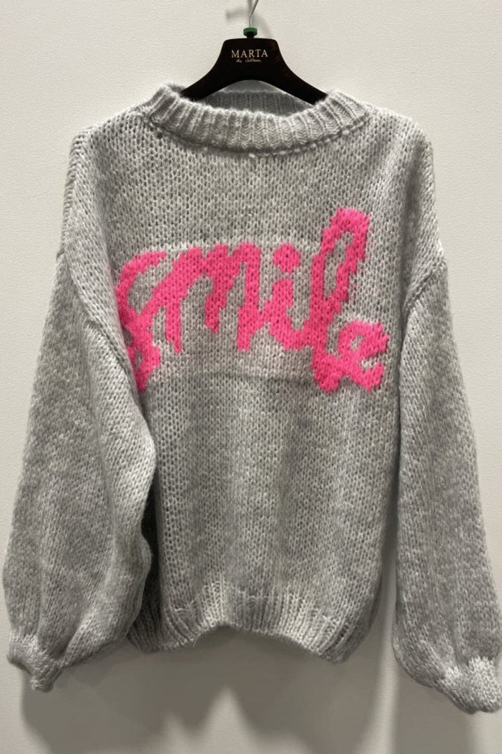 Marta Du Chateau - Mdctulip Knit 9580 - Light Grey Strikbluser 