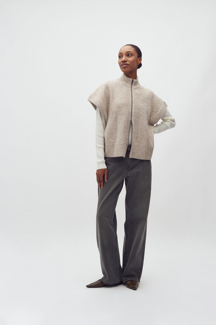 MbyM - Roselina Short-M 50529858 - Q52 - Light Taupe Melange Strikbluser 