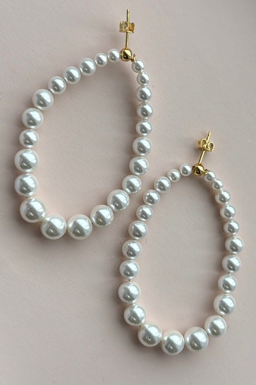 Mellow Moon - Perledråbe Stor - Forgyldt Øreringe 